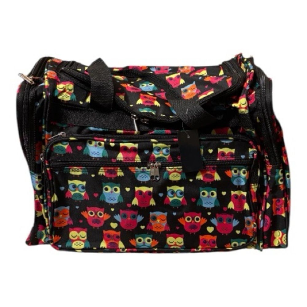 Adorable Colorful Owl pattern zippered weekender tote duffel gym  bag